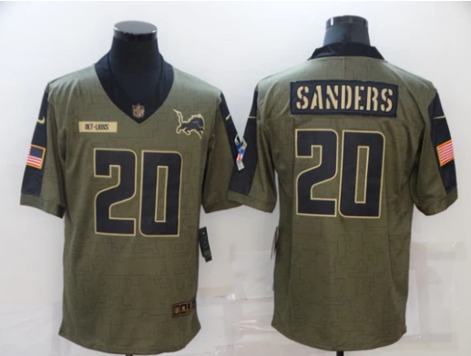 Barry Sanders Detroit Lions military salute to service Jersey