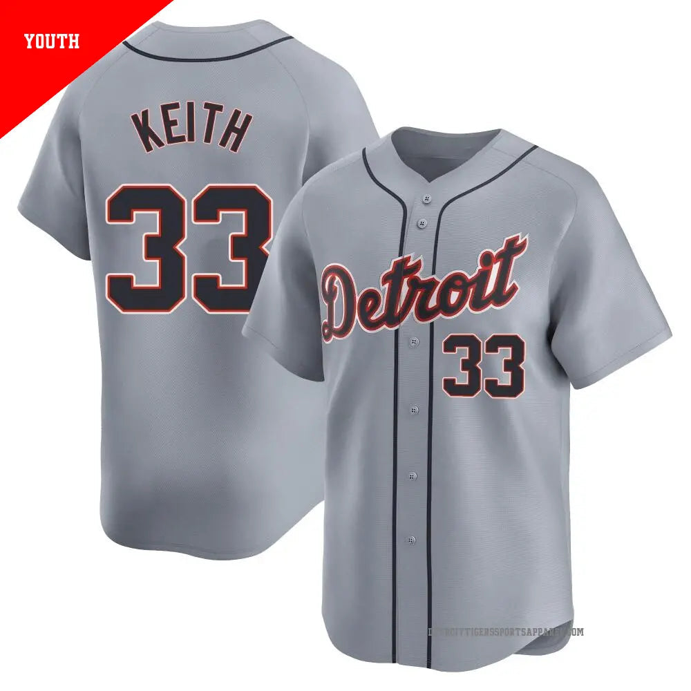 Colt Keith Detroit Tigers Youth Kids Official MLB Nike Jersey gray