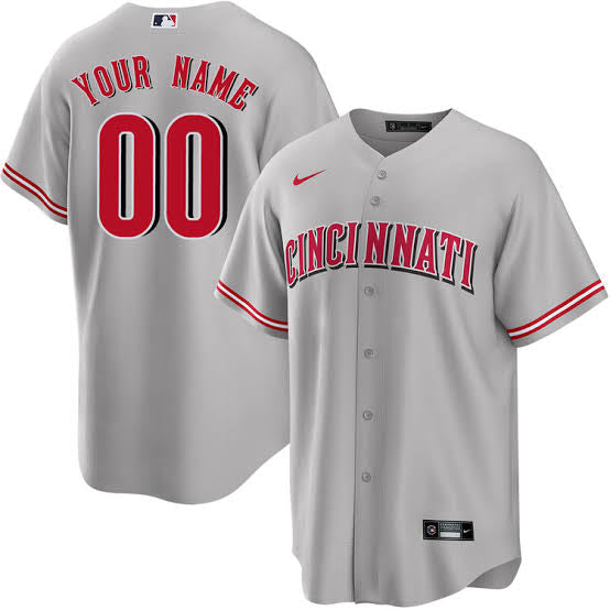 Any Name and Number customized YOUTH KIDS Cincinnati Reds Official MLB Nike jersey gray