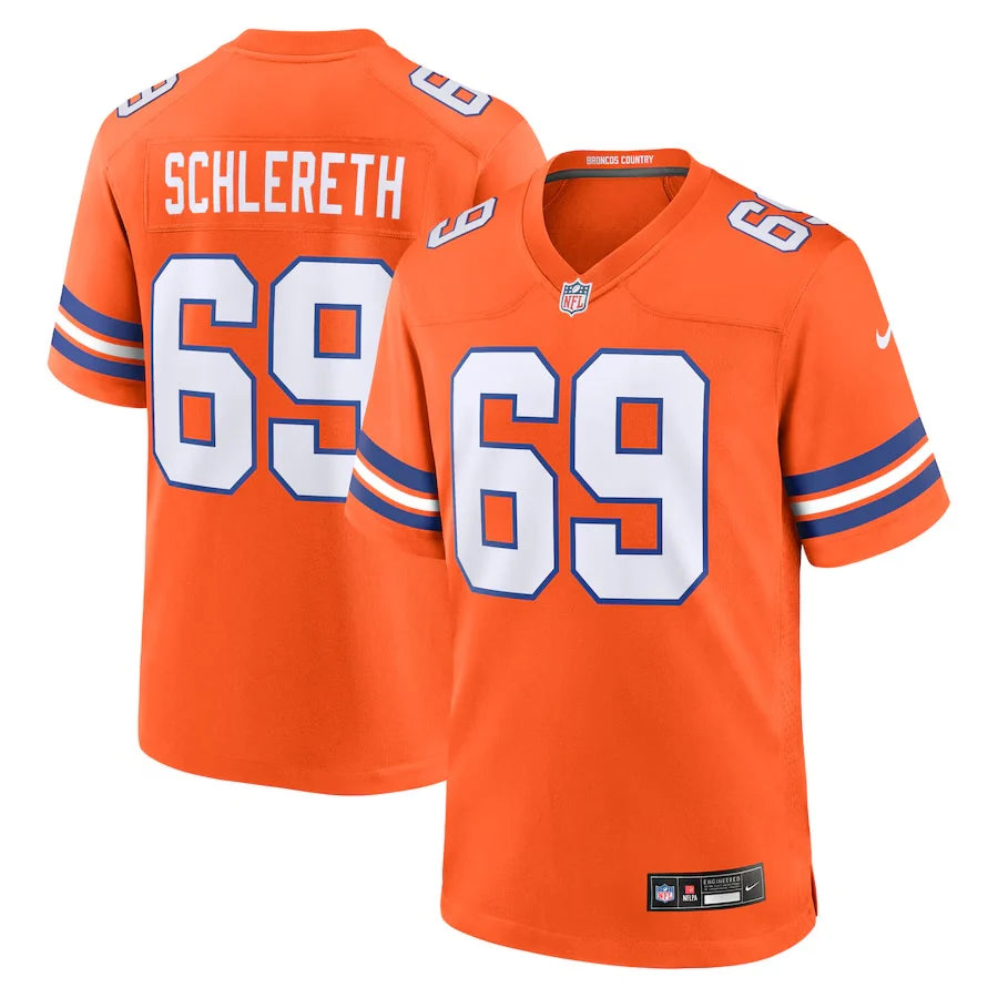 Mark Schlereth Denver Broncos Official NFL NIKE Jersey Orange