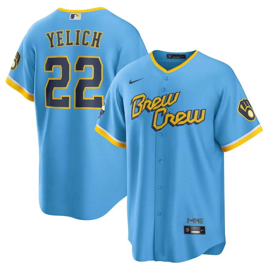 Christian Yelich #22 Milwaukee Brewers Official MLB City Connect Jersey