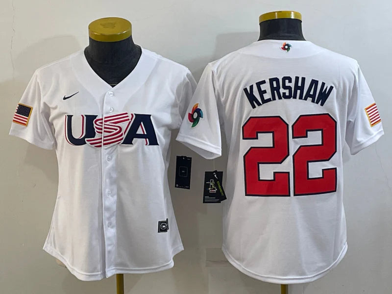 Clayton Kershaw Team USA Baseball Jersey Nike White
