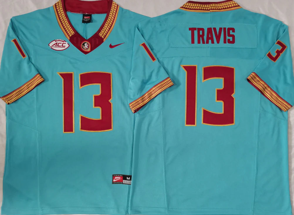 Jordan Travis Florida State Seminoles Jersey NIKE Aqua