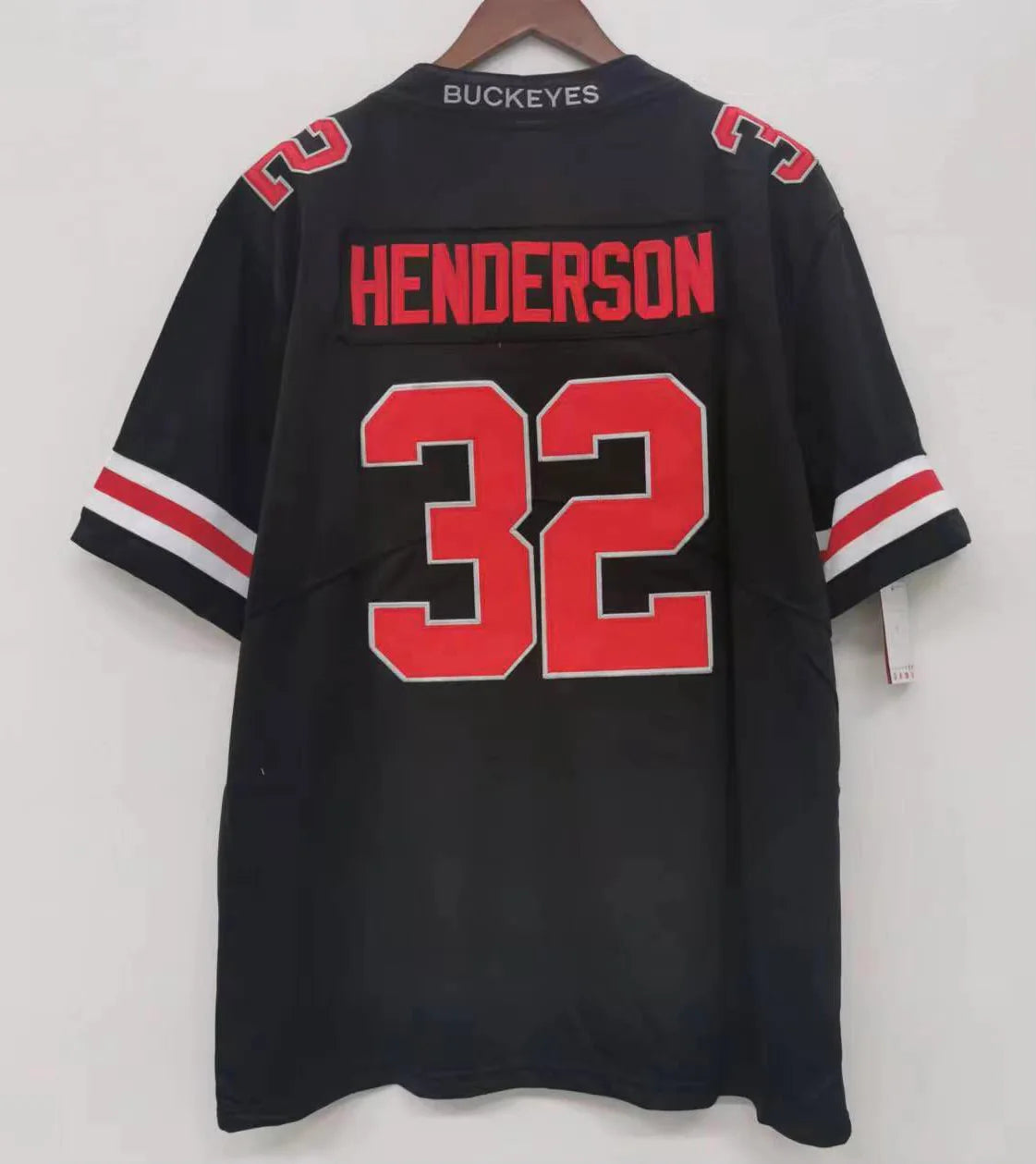 TreVeyon Henderson Ohio State Buckeyes jersey black with red numbers