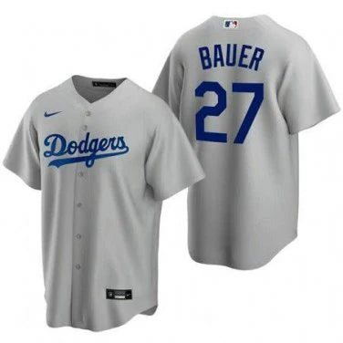 Trevor Bauer Los Angeles Dodgers Official MLB Nike jersey gray