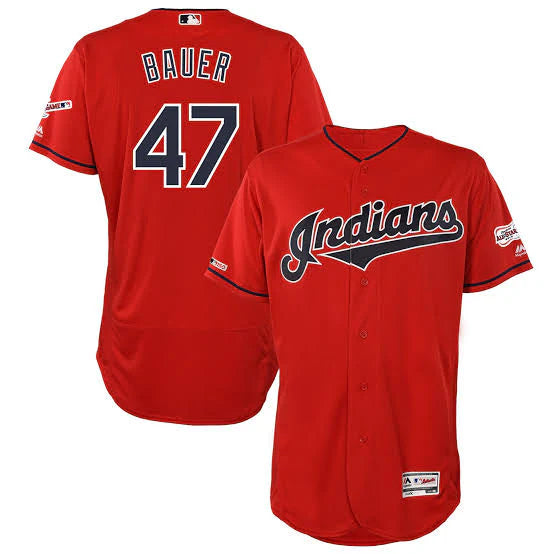 Trevor Bauer Cleveland Indians Official MLB Majestic jersey red