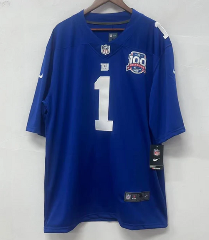 Malik Nabers New York Giants official NFL Nike Jersey blue With 100 years patch
