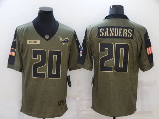 Barry Sanders YOUTH Detroit Lions Official NFL Salute To Service Jersey