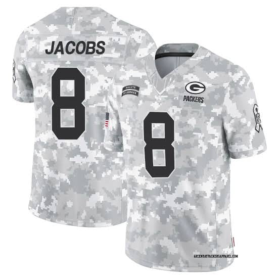 Josh Jacobs YOUTH KIDS Green Bay Packers Official NFL Salute to Service Jersey