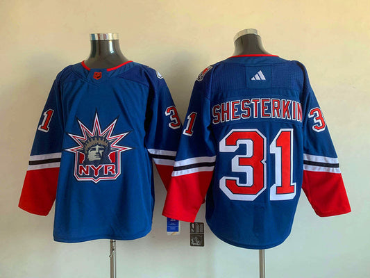 Igor Shesterkin New York Rangers Official NHL Adidas Jersey Statue of Liberty logo