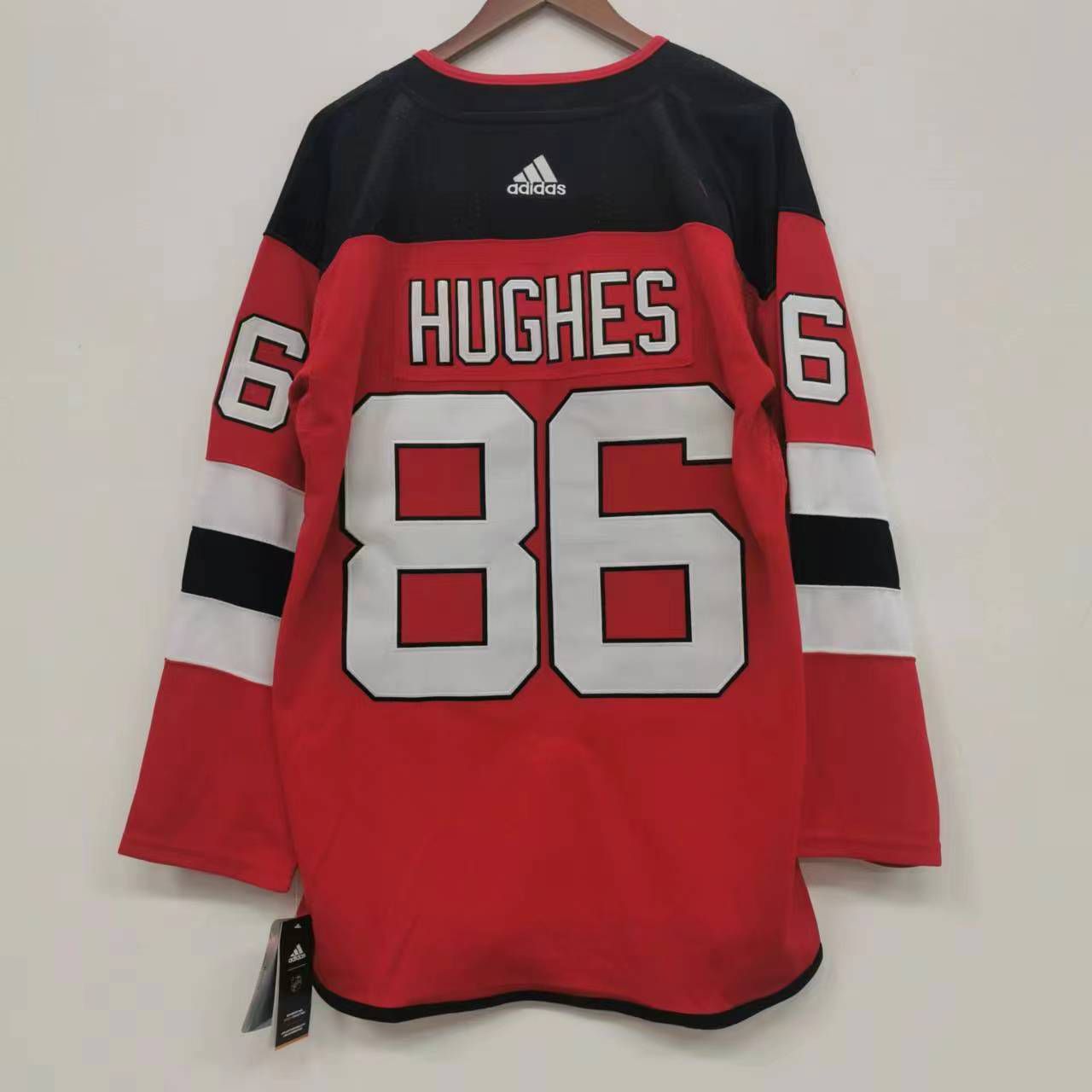 Jack Hughes New Jersey Devils Official NHL Adidas Jersey red