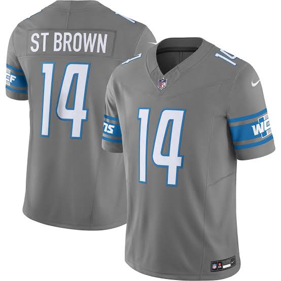 Amon-Ra ST Brown YOUTH KIDS Detroit Lions Official NFL Nike Jersey gray
