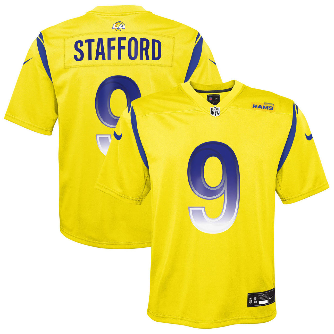 Matthew Stafford YOUTH KIDS Los Angeles Rams Official NFL Jersey yellow