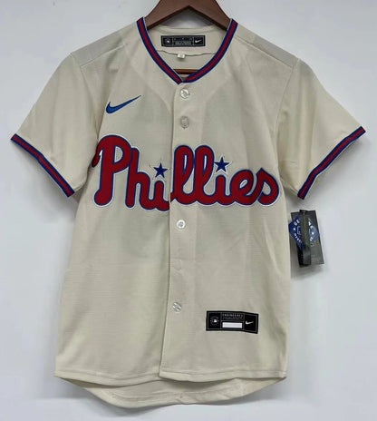 Zack Wheeler YOUTH Philadelphia Phillies Official MLB Nike jersey Cream