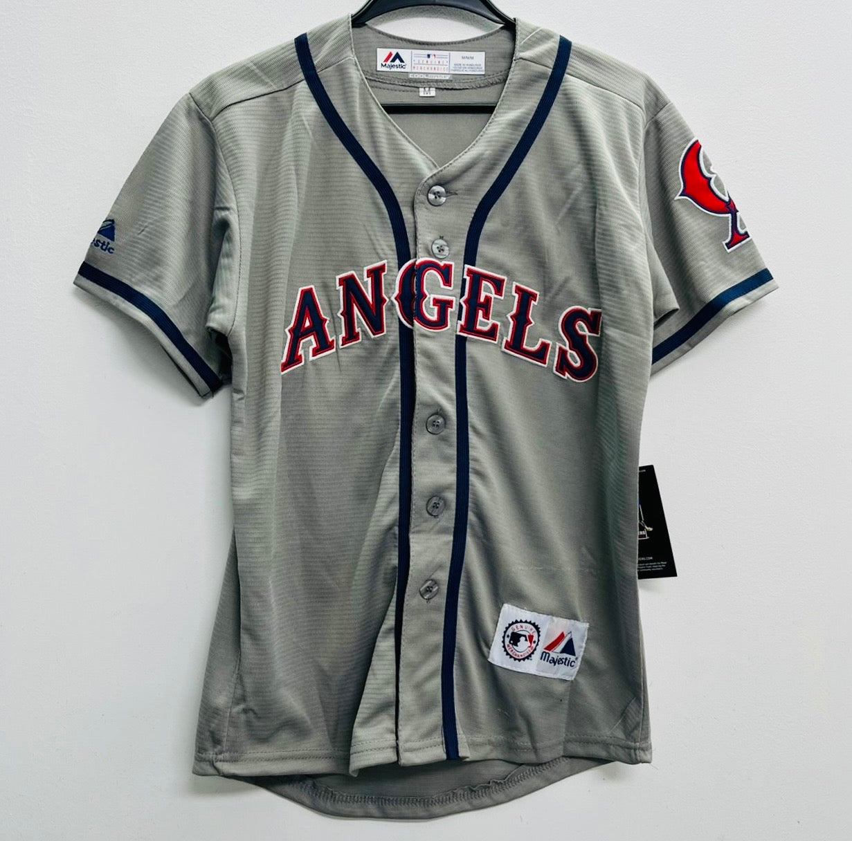 Jim Abbott YOUTH KIDS Anaheim Angels Official MLB Majestic Jersey gray