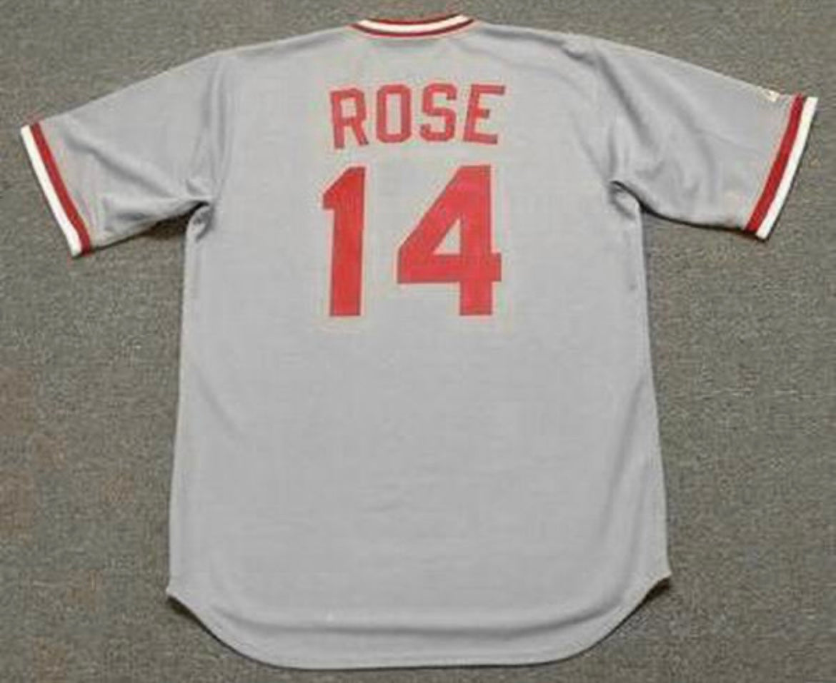 Pete Rose YOUTH KIDS Cincinnati Reds Official MLB Majestic Jersey Gray