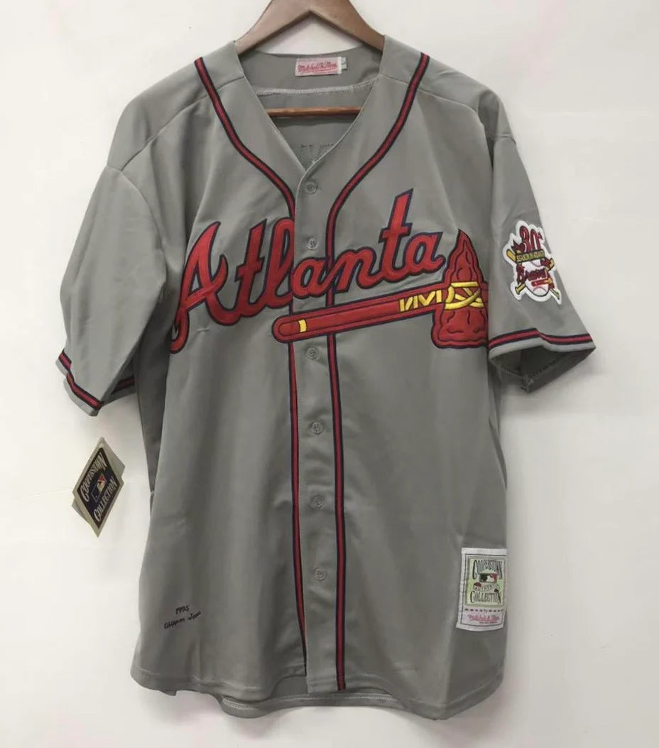 Chipper Jones YOUTH KIDS Atlanta Braves jersey Mitchell & Ness gray
