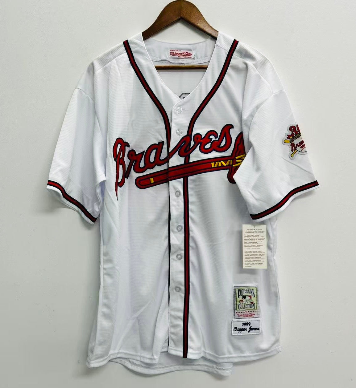Chipper Jones YOUTH KIDS Atlanta Braves jersey Mitchell & Ness white