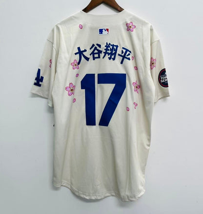 Shohei Ohtani Los Angeles Dodgers YOUTH KIDS Official MLB Nike Jersey Japanese Flowers Cream color