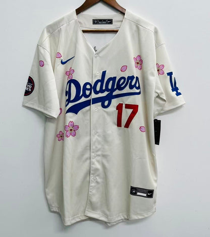 Shohei Ohtani Los Angeles Dodgers YOUTH KIDS Official MLB Nike Jersey Japanese Flowers Cream color