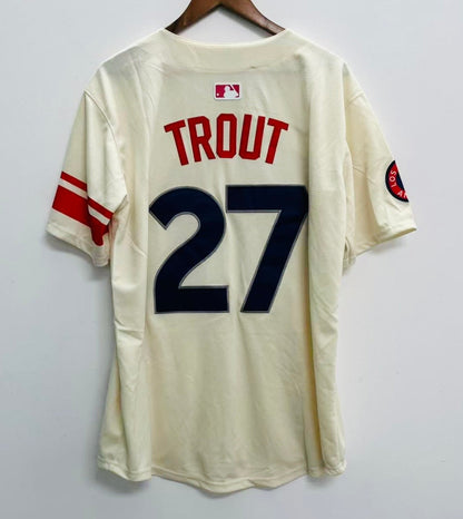Mike Trout Anaheim Angels YOUTH KIDS Official MLB Nike Jersey cream color