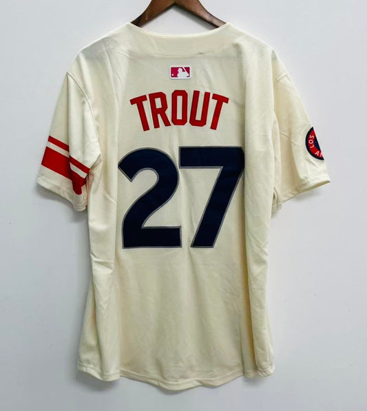 Mike Trout Anaheim Angels YOUTH KIDS Official MLB Nike Jersey cream color