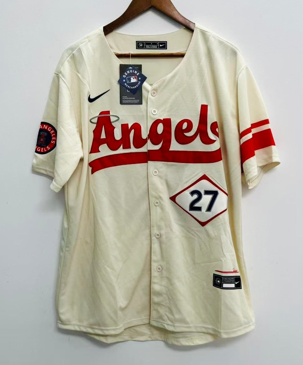 Mike Trout Anaheim Angels YOUTH KIDS Official MLB Nike Jersey cream color