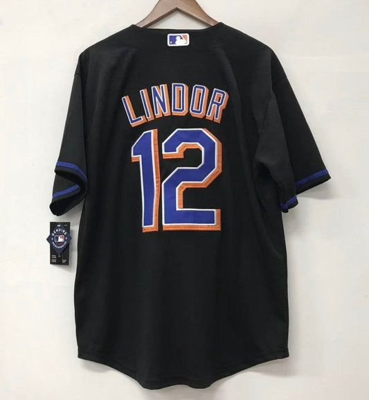 Francisco Lindor YOUTH KIDS New York Mets Official MLB Nike Jersey black