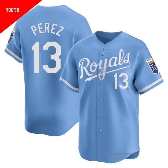 Salvador Pérez YOUTH KIDS Kansas City Royals Official MLB Nike Jersey Light Blue