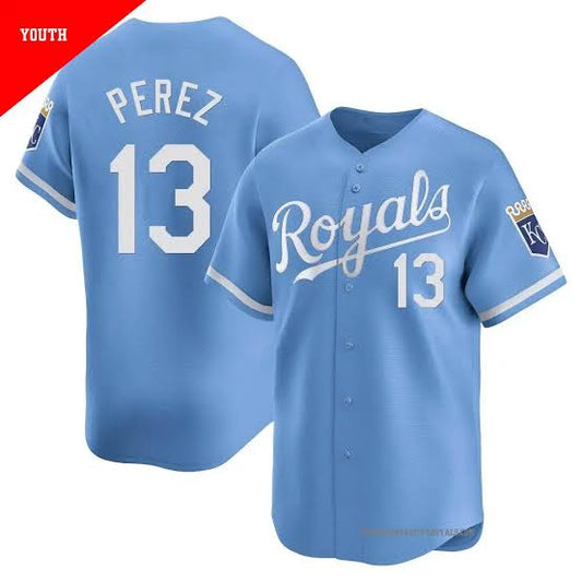 Salvador Pérez YOUTH KIDS Kansas City Royals Official MLB Nike Jersey Light Blue