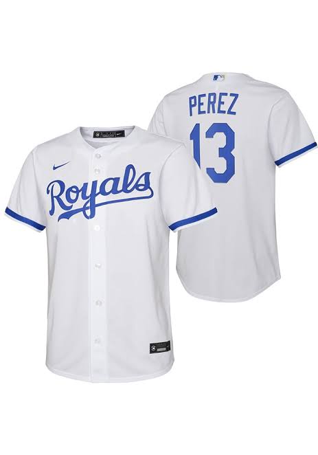 Salvador Pérez YOUTH KIDS Kansas City Royals Official MLB Nike Jersey White