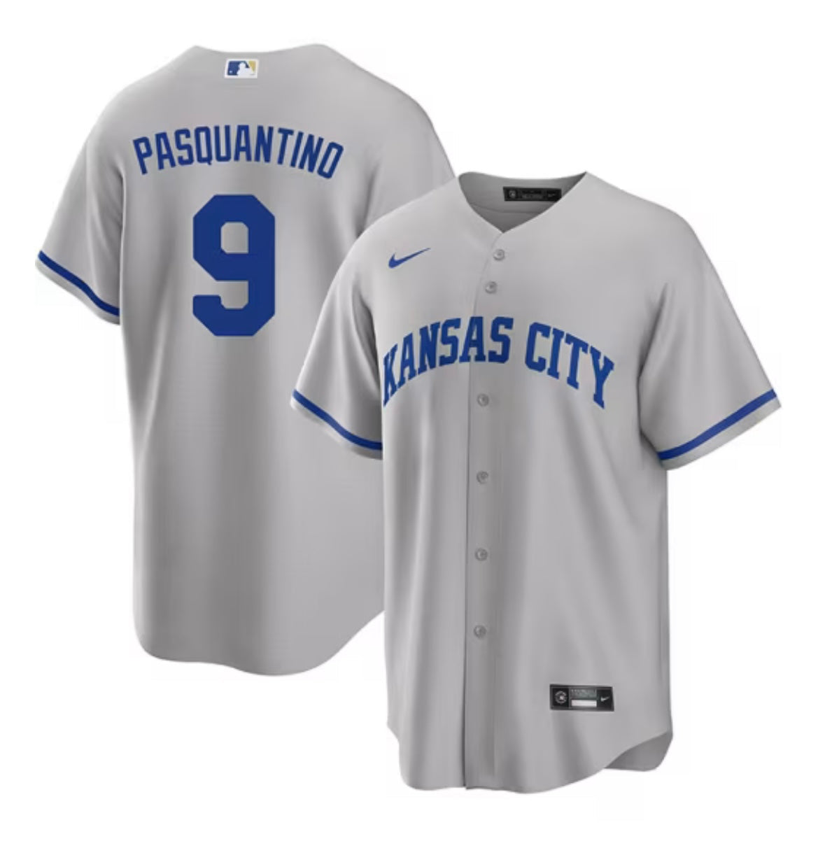 Vinnie Pasquantino YOUTH KIDS Kansas City Royals Official MLB Nike Jersey Gray