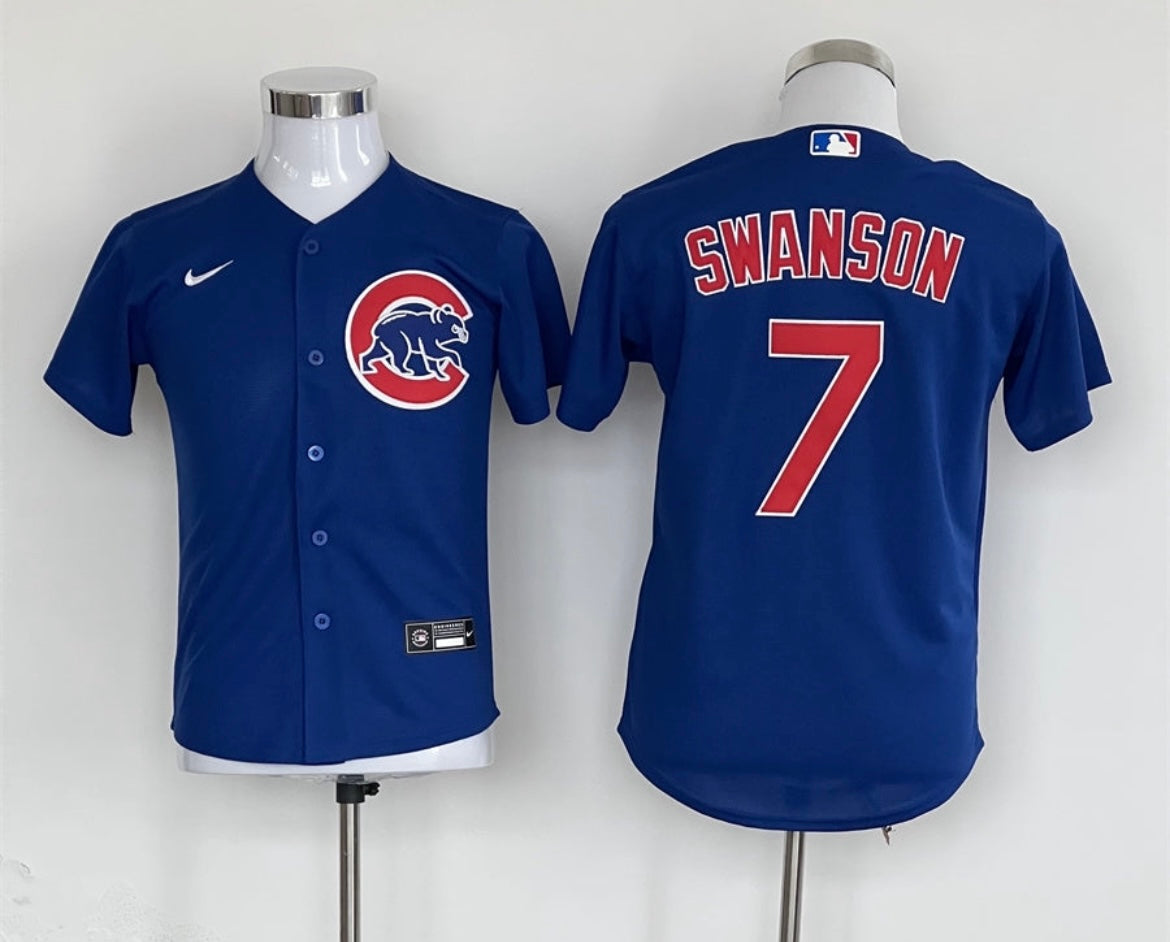 Dansby Swanson YOUTH Chicago Cubs Official MLB jersey blue