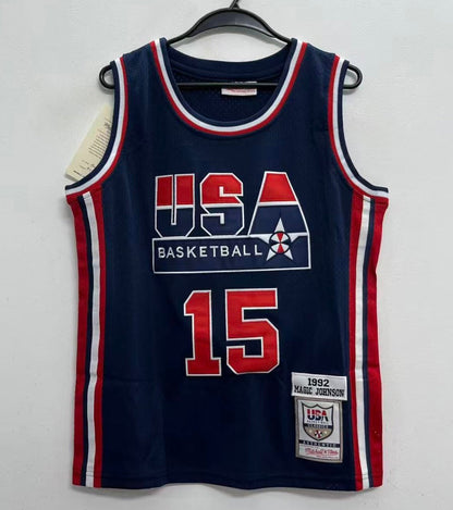 Earvin Magic Johnson YOUTH KIDS USA Basketball Olympic Mitchell & Ness Jersey