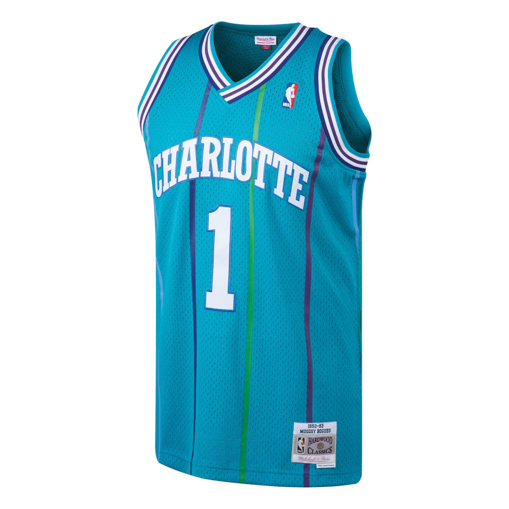 Muggsy Bogues YOUTH KIDS Charlotte Hornets Jersey Mitchell & Ness