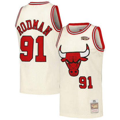 Dennis Rodman YOUTH KIDS Chicago Bulls Mitchell & Ness Jersey cream color