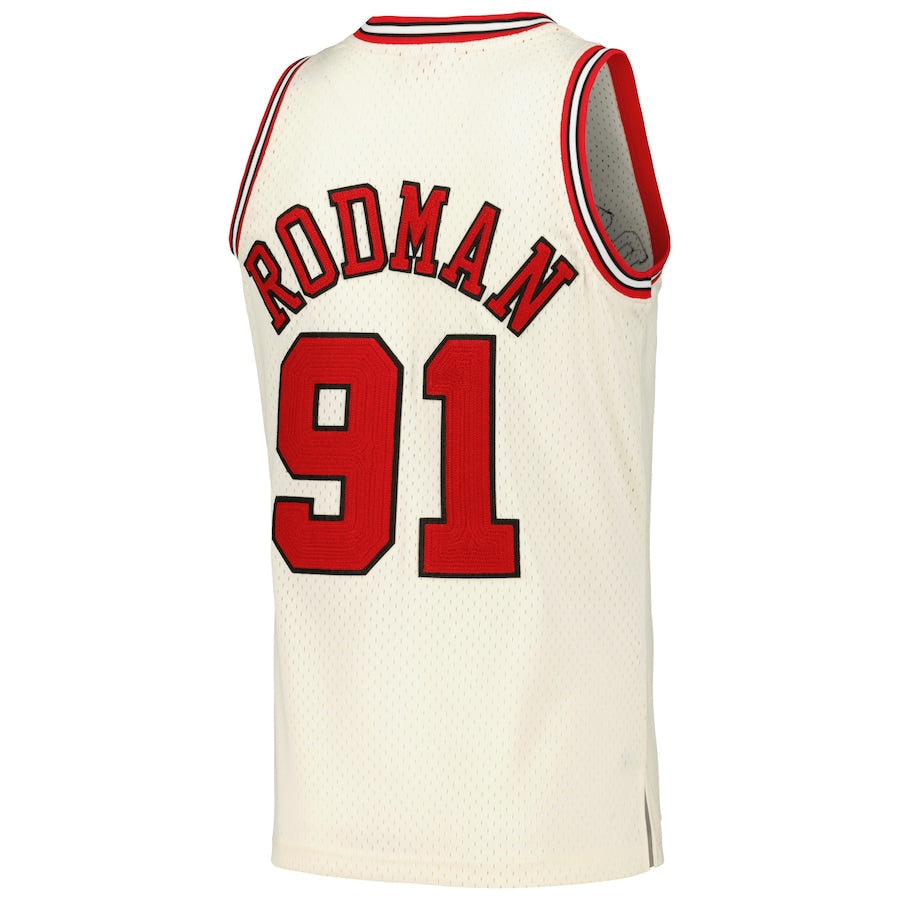 Dennis Rodman YOUTH KIDS Chicago Bulls Mitchell & Ness Jersey cream color