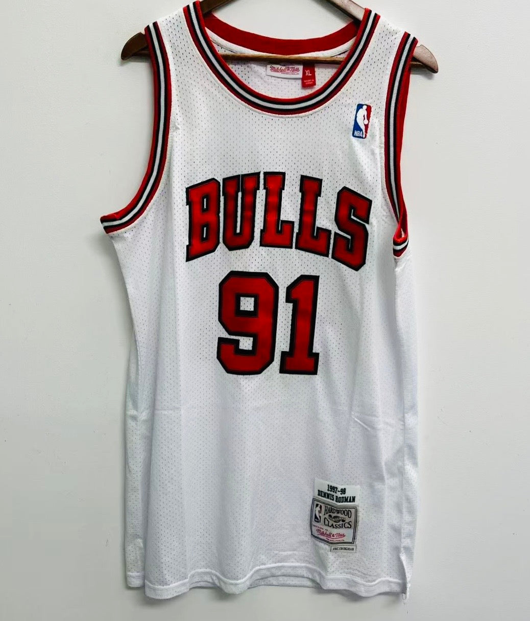 Dennis Rodman YOUTH KIDS Chicago Bulls Mitchell & Ness Jersey white