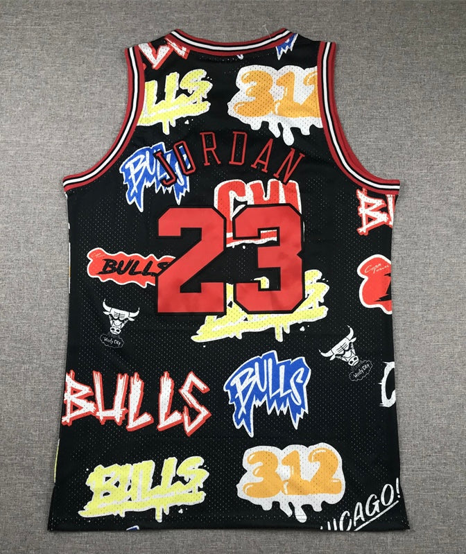 Michael Jordan YOUTH KIDS Chicago Bulls Official NBA Graffiti Jersey
