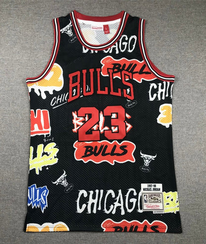 Michael Jordan YOUTH KIDS Chicago Bulls Official NBA Graffiti Jersey