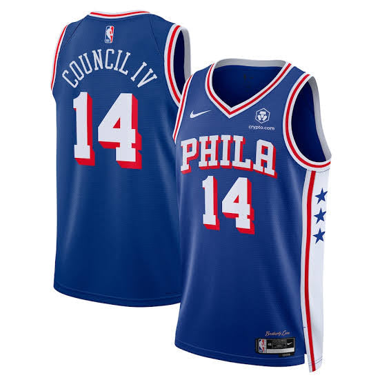 Ricky Council YOUTH KIDS Philadelphia 76ers Official NBA Jersey blue