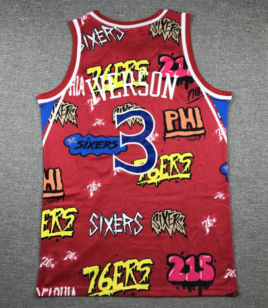 Allen Iverson YOUTH KIDS Philadelphia 76ers Official NBA Graffiti Jersey