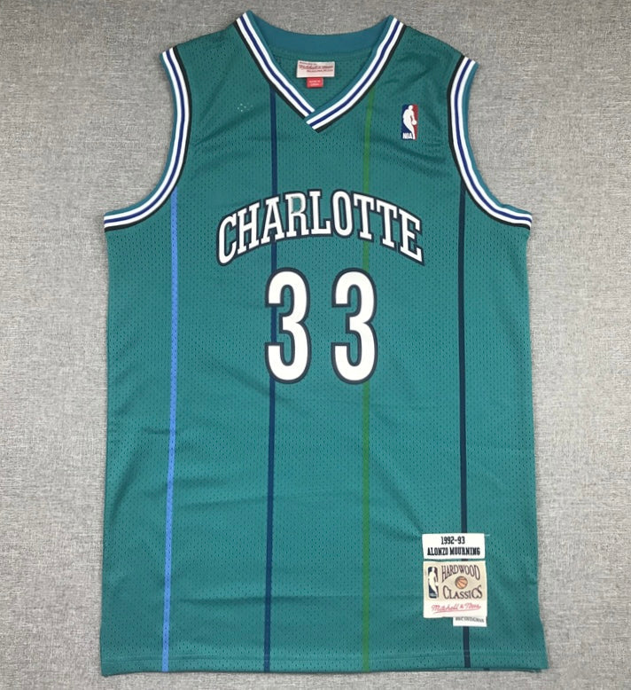 Alonso Mourning YOUTH KIDS Charlotte Hornets Jersey Mitchell & Ness