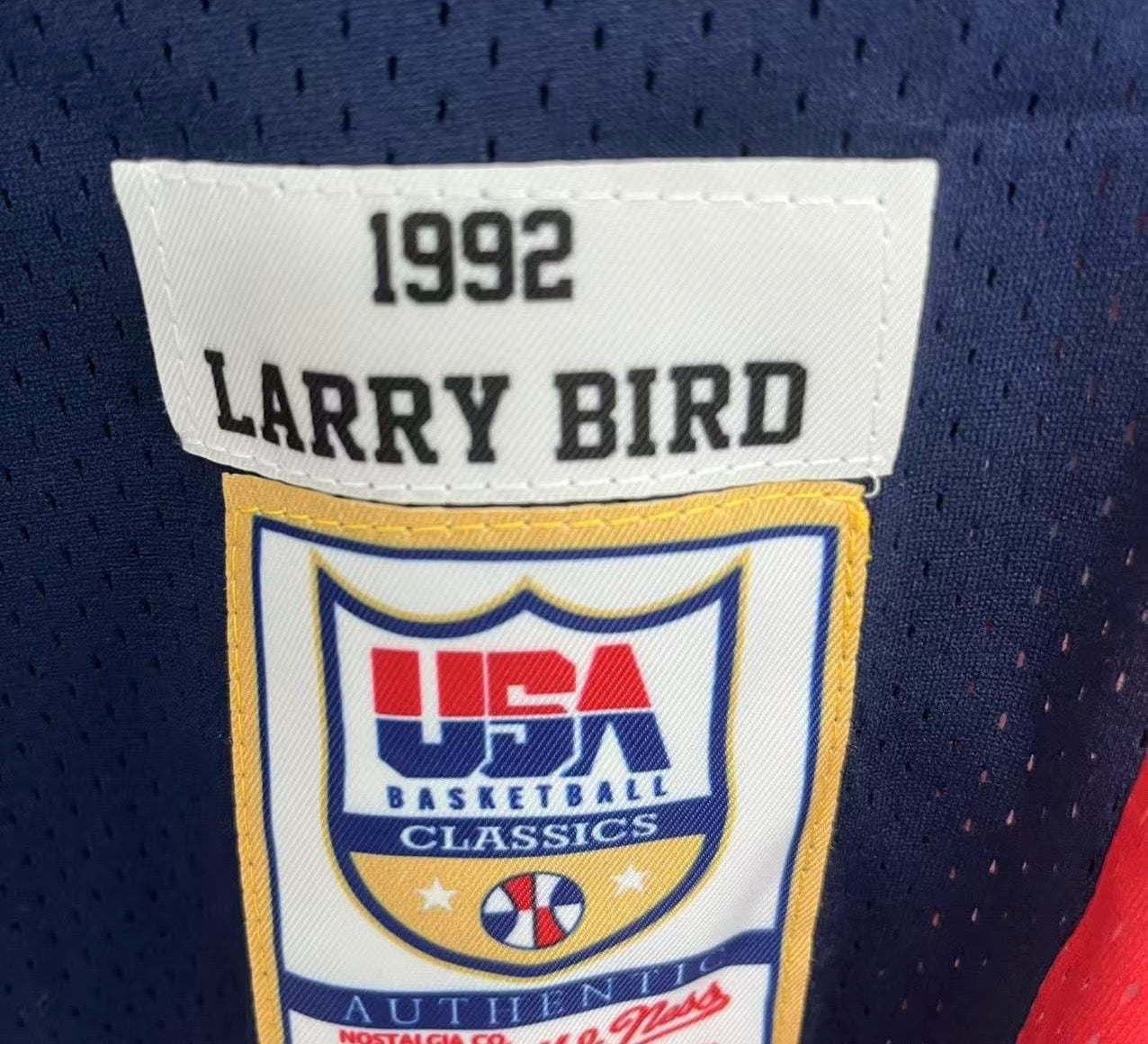 Larry Bird YOUTH KIDS USA Basketball Olympic Mitchell & Ness Jersey blue