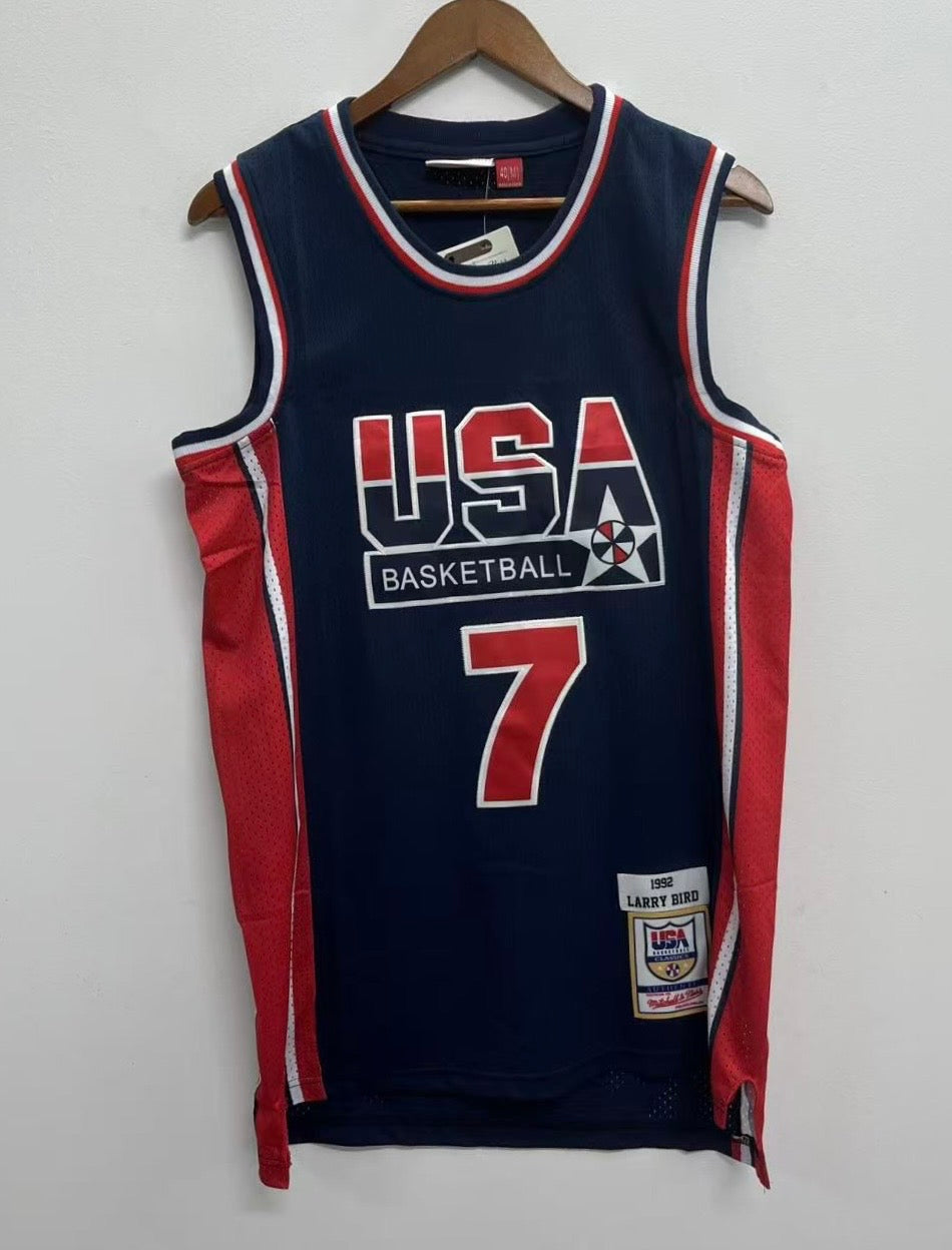 Larry Bird YOUTH KIDS USA Basketball Olympic Mitchell & Ness Jersey blue
