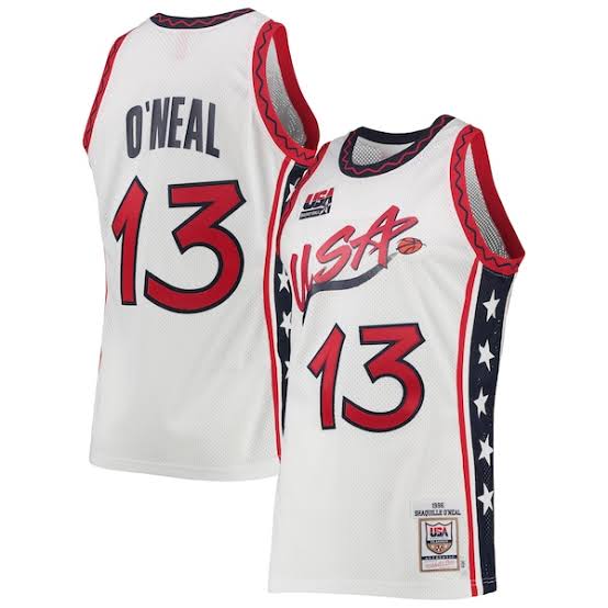 Shaquille O’Neal YOUTH KIDS 1996 USA Basketball Olympic Mitchell & Ness Jersey white