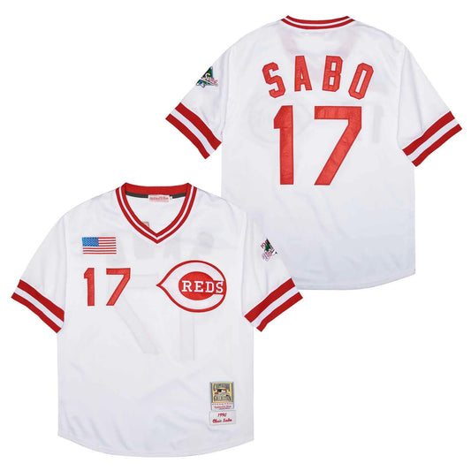 Chris Sabo Cincinnati Reds Jersey Mitchell & Ness White