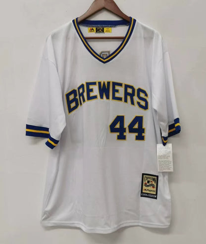 Hank Aaron Milwaukee Brewers Jersey Mitchell & Ness white