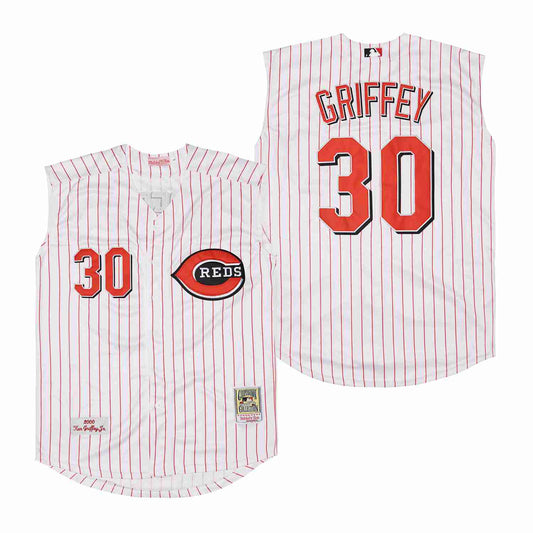 Ken Griffey Jr. Cincinnati Reds Jersey Mitchell & Ness Sleeveless Pinstripe