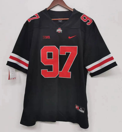 Nick Bosa Ohio State Buckeyes Jersey Black with red numbers